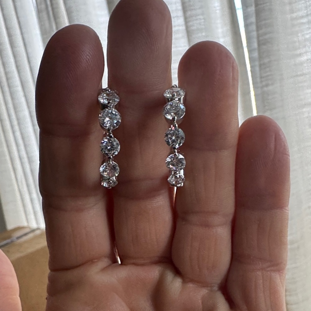 Melinda Maria ‘She’s An Icon’ Silver and Diamondette Hoop Earrings